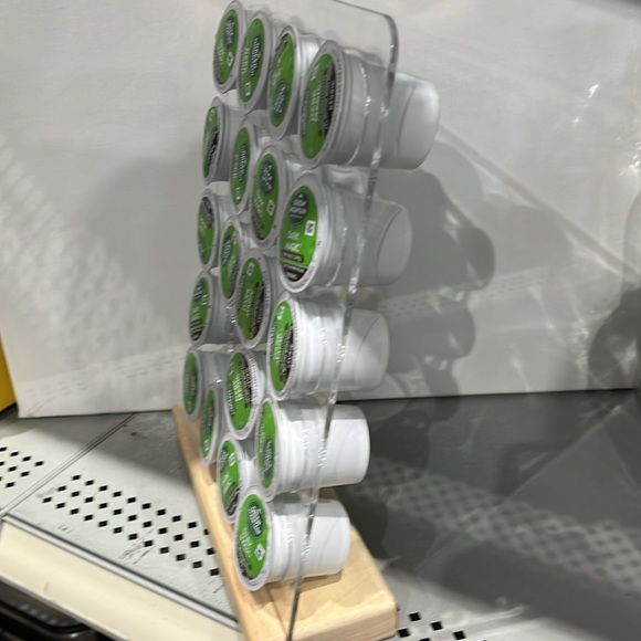 NWT Coffee Pod K-CupStorage Stand Clear w/Wood Base - Picture 4 of 6